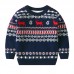 【2Y-8Y】Unisex Christmas Keep Warm Elk Snowflake Jacquard Colorblock Round Neck Sweater