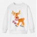 【12M-9Y】Unisex Cotton Stain Resistant Elk Print Long Sleeve Sweatshirt