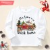 【12M-9Y】Unisex Kids Cotton Stain Resistant Christmas Print Long Sleeve Tee